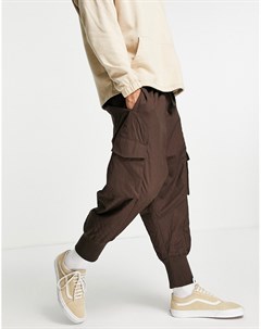 Стеганые oversized брюки с заниженным шаговым швом Asos design