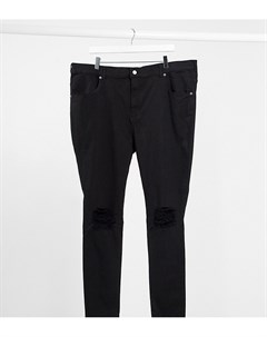 Черные супероблегающие джинсы средней посадки с рваными коленями Lexy Dr denim plus
