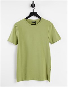 Обтягивающая футболка хаки из органического хлопка с круглым вырезом Asos design