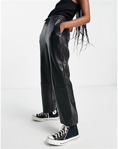 Черные брюки галифе из искусственной кожи Asos design