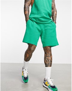 Ярко зеленые oversized шорты с вафельной фактурой от комплекта Asos design