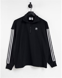 Черный свитшот с короткой молнией и тремя полосками adicolor Adidas originals