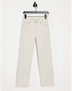 Светло бежевые джинсы до щиколотки с завышенной талией и необработанным краем штанин Aiko Dr denim