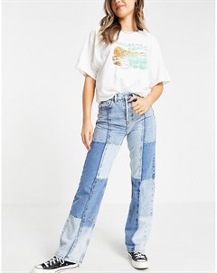 Выбеленные джинсы с прямыми штанинами в стиле 90 х с дизайном пэчворк Topshop