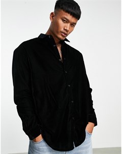 Черная бархатная рубашка oversized Asos design