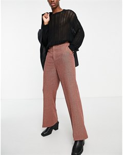Расклешенные строгие брюки рыжего цвета из смесовой шерсти с узором в елочку Asos design