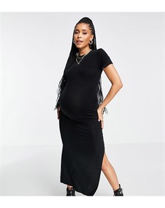 Черное платье макси с короткими рукавами Missguided maternity