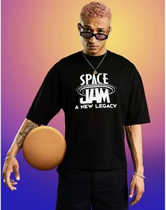 Черная футболка в стиле oversized с принтом спереди и сзади Space Jam A New Legacy Asos design