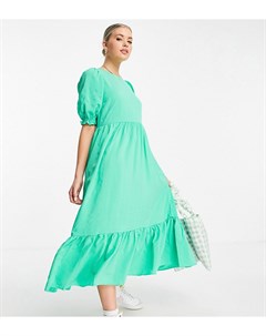 Светло зеленое фактурное ярусное платье миди New look tall
