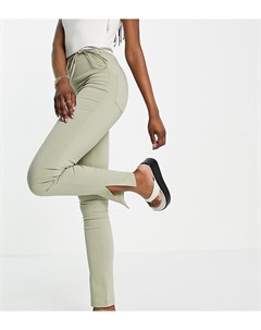 Шалфейно зеленые брюки из бенгалина с разрезом по краям и с завязкой на талии ASOS DESIGN Tall Asos tall