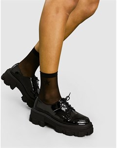 Черные туфли на плоской массивной подошве со шнуровкой Mall Asos design