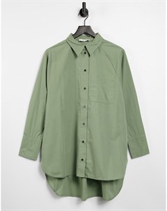 Зеленая удлиненная oversized рубашка Only