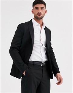 Черный облегающий пиджак смокинг Asos design