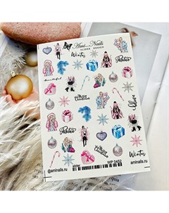 Слайдер дизайн Девушки Зима розовый Ami-nails
