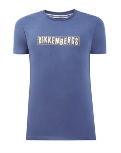 Хлопковая футболка с принтом на передней планке и спинке Bikkembergs