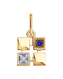 Подвеска из комбинированного золота с бриллиантом и сапфиром Sokolov diamonds
