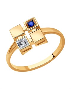 Кольцо из комбинированного золота с бриллиантом и сапфиром Sokolov diamonds