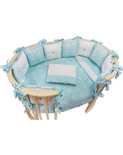Комплект в кроватку Версаль 6 предметов для овальной кроватки цвет голубой Sonia kids