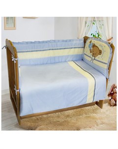 Комплект в кроватку Мишка джентльмен Сердечки 6 предметов цвет голубой арт 209030 Sonia kids