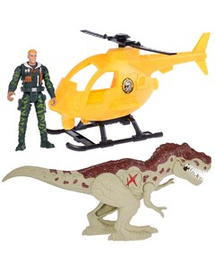 Набор игровой Охота на Тираннозавра на вертолете 4 предмета Chap mei