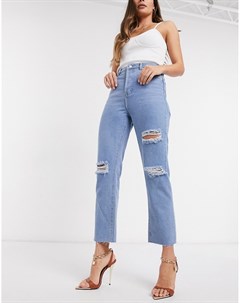 Прямые джинсы выбеленного синего цвета с потертостями x Shaughna In the style