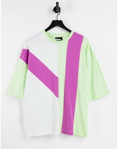 Oversized футболка в стиле колор блок розового и зеленого цветов Asos design