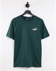 Темно зеленая футболка с маленьким логотипом Essentials Puma