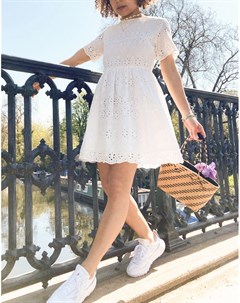 Белое платье мини с ажурной отделкой ришелье Urban threads