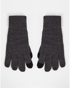 Темно серые вязаные перчатки из переработанного материала Topman