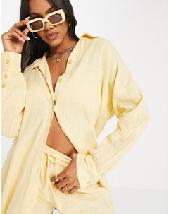 Желтая пляжная рубашка от комплекта на пуговицах из фактурной ткани Asos design