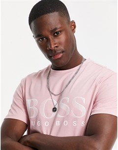 Светло розовая солнцезащитная футболка с большим логотипом BOSS Beachwear Boss bodywear