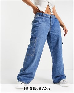 Винтажные голубые джинсы свободного кроя с заниженной талией и накладными карманами из смесового орг Asos design