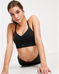 Бесшовный спортивный бюстгальтер черного цвета с легкой степенью поддержки Nike Yoga Indy Nike training