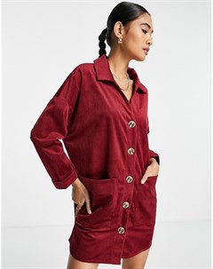 Бордовое платье рубашка в стиле oversized Urban threads