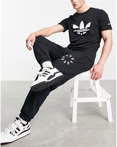 Черные джоггеры с крупным логотипом adicolor Adidas originals