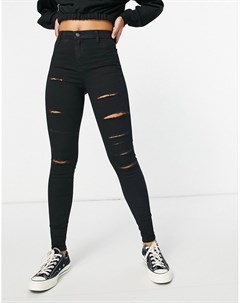Черные джинсы со рваной отделкой Joni Topshop