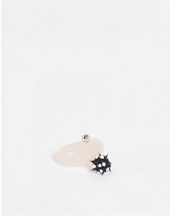 Розовое пластиковое кольцо с купольным дизайном и украшением для пирсинга в виде шарика с шипами из  Asos design