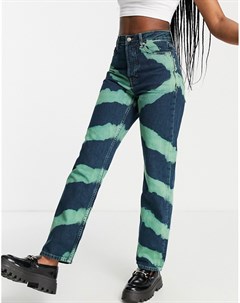 Зеленые джинсы в винтажном стиле с принтом тай дай Topshop