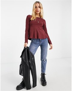 Бордовый лонгслив с баской Asos design