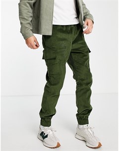 Суженные вельветовые брюки карго цвета хаки Asos design