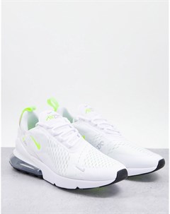 Белые кроссовки с лаймовыми вставками Air Max 270 SE Nike