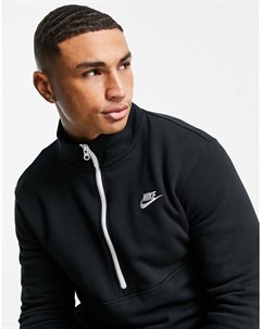Флисовый свитшот черного цвета с короткой молнией Club Nike