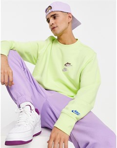 Флисовый свитшот лимонного цвета с круглым вырезом и несколькими логотипами Essential Fleece Nike