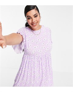 Эксклюзивное платье мини с цветочным принтом сиреневого цвета Yours
