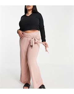 Эксклюзивные широкие брюки сумеречно розового цвета с завязкой на талии Yours