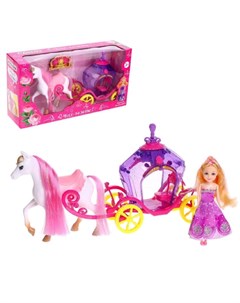 Карета для кукол с лошадью и куклой со звуковым и световым эффектами Avocadoffka