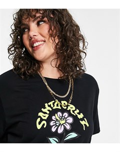 Черная футболка с принтом цветка Santa cruz plus