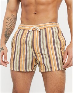 Короткие шорты для плавания из легкой жатой ткани в оранжевую полоску Asos design