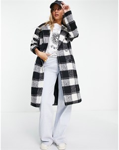 Двубортное пальто в стиле oversized в клетку New look