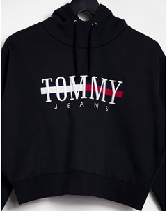 Свободный укороченный худи черного цвета с логотипом Tommy jeans